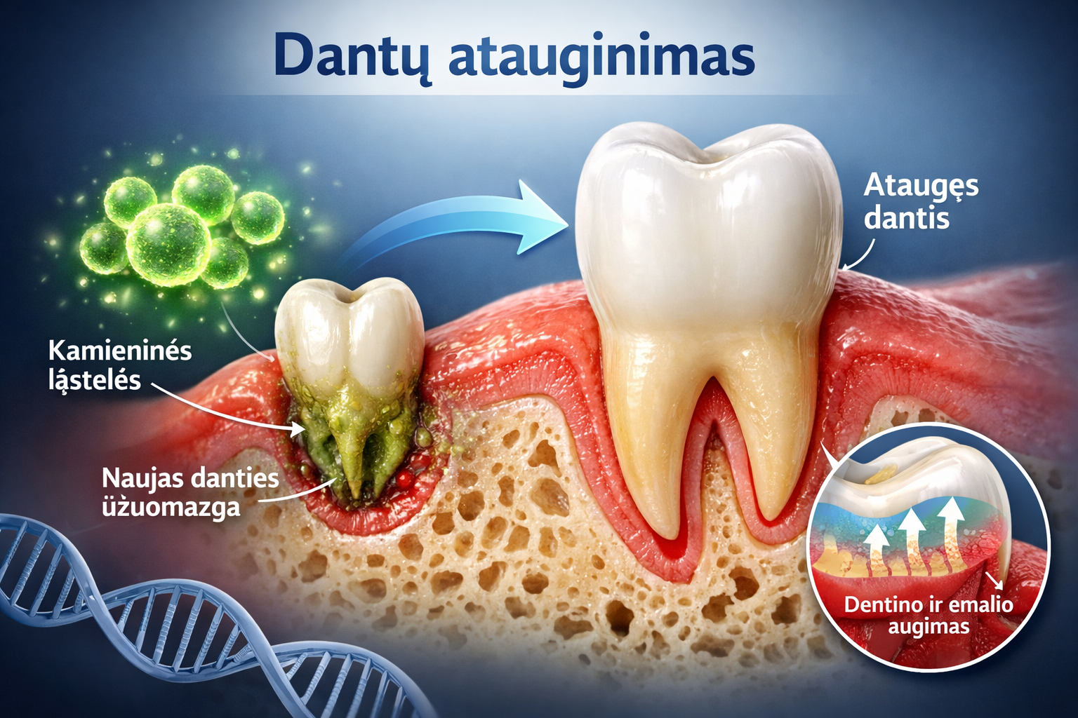 Tooth regeneration process illustrated clearly